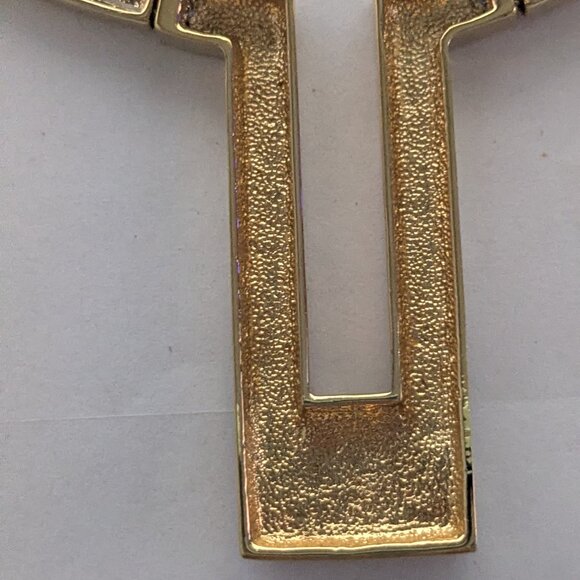 Gorgeous Choker Style Gold Tone Clear Crystal Unique Necklace - Picture 4 of 8